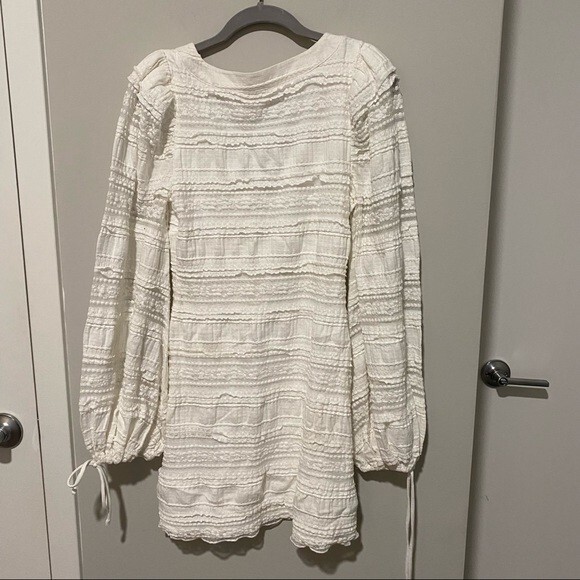Tularosa Dress White Lula Balloon Long Sleeve Boho Crochet Lace Mini Short Small - Picture 10 of 10